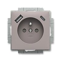 ABB ZONI Zásuvka 5569T-A32357 244 jednonásobná s clonkami, s nabíjením USB-A, USB-C, greige