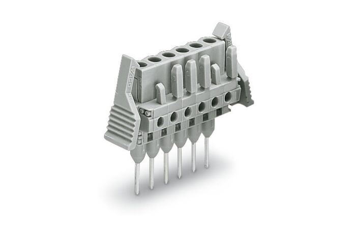 WAGO Konektor 232-150/005-000/039-000 (zásuvka) pro řadové svorky Kolíky 0,6 × 1 mm Rovné provedení, šedá
