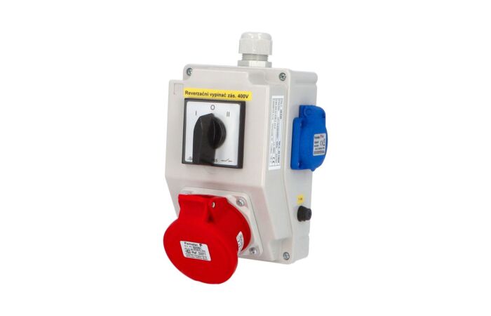 FAMATEL Krabice zásuvková L-0-P SB320 se spínašem I-0-II, IP44 2x230V/16A, 1x400V/16A/5 IP44