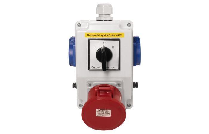 FAMATEL Krabice zásuvková L-0-P SB325 se spínačem I-0-II, IP44 2x230V/16A, 1x400V/32A/5 IP44