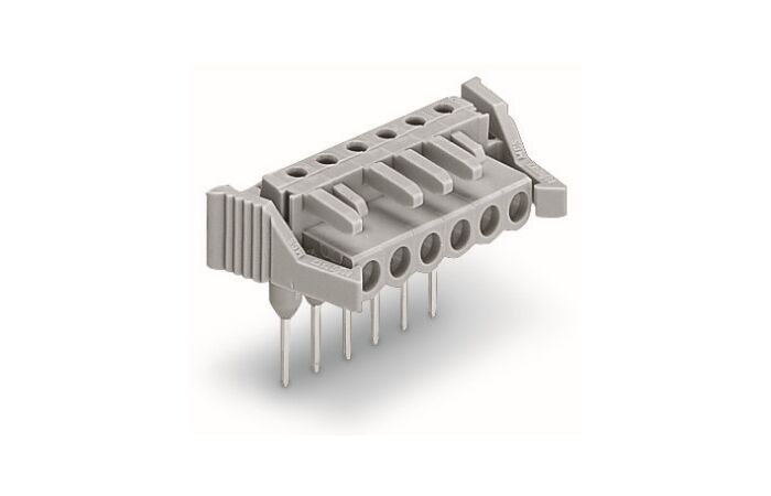 WAGO Konektor 232-232/005-000/039-000 (zásuvka) pro řadové svorky Kolíky 0,6 × 1 mm Úhlové provedení, šedá