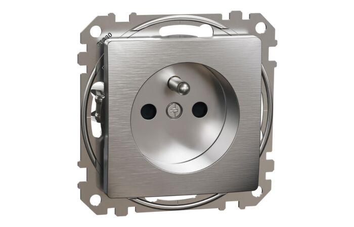 SCHNEIDER Sedna Design & Elements Zásuvka bezšroubová, Leštěný Hliník