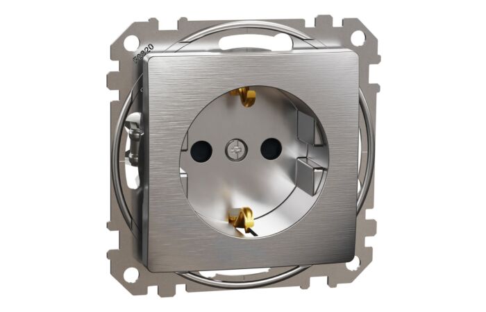 SCHNEIDER Sedna Design & Elements Zásuvka SCHUKO, Leštěný Hliník