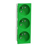 SCHNEIDER Unica - Zásuvka trojitá 45° 250V/16A 3x2P+E, clonky, bezšroubová, Zelená