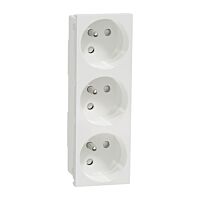 SCHNEIDER Unica - Zásuvka trojitá 45° 250V/16A 3x2P+E, clonky, bezšroubová, Bílá
