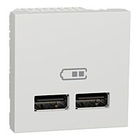 SCHNEIDER Zásuvka Unica - Dvojitý nabíjecí USB A+A konektor 2.1A, 2M, Bílý
