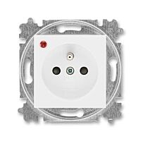 ABB LEVIT Zásuvka 6699H-A06357 03 s přepěťovou ochranou, s clonkami, s optickou signalizací poruchy, IP40, bílá / bílá