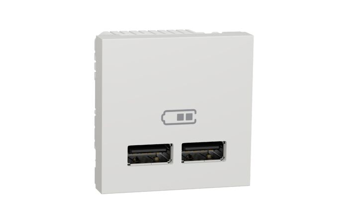 SCHNEIDER Zásuvka Unica - Dvojitý nabíjecí USB A+A konektor 2.1A, 2M, Bílý