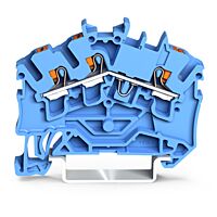 WAGO Svorka 2202-6304 3vodičová průchozí s ovládacím tlačítkem 2,5 mm², modrá