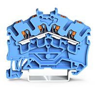 WAGO Svorka 2202-6404 4vodičová průchozí s ovládacím tlačítkem 2,5 mm², modrá