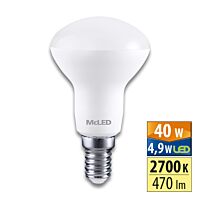 MCLED Žárovka LED 4,9W-40 E14 CRI80 R63 600lm 2700K úhel 120°