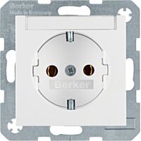 Zásuvka, SCHUKO s popis. polem, bezšroub