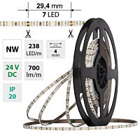 MCLED Pásek LED SMD2216 NW, 238LED/m, 7,2W/m, DC 24V, 700lm/m, CRI90, IP20, 4mm, 5m