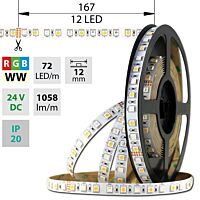 MCLED Pásek LED SMD5050 RGB+WW, 72LED/m, 17,2W/m, 1058lm/m, IP20, DC 24V, 12mm, 50m