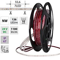 MCLED Pásek LED SMD2835 NW, 126LED/m, 9,6W/m, DC 24V, 1100lm/m, CRI90, IP67, 105°C, 10mm, 50m