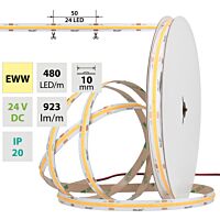 MCLED Pásek LED COB EWW, 480LED/m, 10W/m, DC 24V, 923lm/m, CRI90, IP20, 10mm, 50m