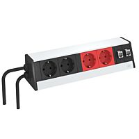 OBO BETTERMANN Stolní zásuvkový box, (2+2)x230V 2xRJ45, hliníková Hliník, Alu typ DB-0A3 D22SR2K