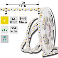 MCLED Pásek LED SMD5050 Y, 60LED/m, 14,4W/m, DC 24V, 360lm/m, IP20, 10mm, 50m