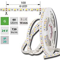 MCLED Pásek LED SMD5050 G, 60LED/m, 14,4W/m, DC 24V, 720lm/m, IP20, 10mm, 50m