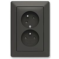 ABB ZONI Zásuvka 5513T-C02157 237 16A, dvojnásobná s clonkami, natočenou dutinou, IP40, matná černá