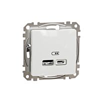 SCHNEIDER Sedna Design & Elements Dvojitá USB A+C nabíječka 2.4A bílá