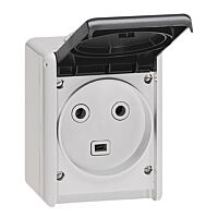 Zásuvka PLEXO 55872 2P+T 32A IP44 šedá