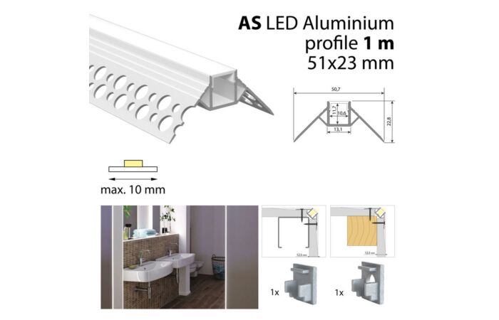 Hliníkový profil pro sádrokartony AS 1m