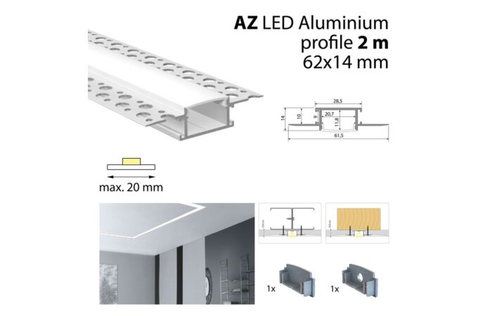 Hliníkový profil pro sádrokartony AZ 2m