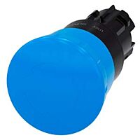 SIEMENS Tlačítko hřibové, 22 mm, kulaté, plast, modrá, odblokování otočením