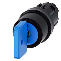 SIEMENS Spínač klíčový O.M.R 22 mm, kulatý, plast, modrá, vytažení klíče I+O+II