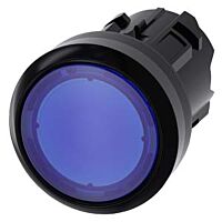 SIEMENS Tlačítko, osvětlené, 22 mm, kulaté, plast, modré, knoflík stiskací