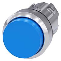 SIEMENS Tlačítko, 22 mm, kulaté, kov, s vysokým leskem, modré, knoflík stiskací