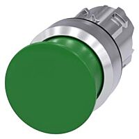 SIEMENS Tlačítko hřibové, 22 mm, kulaté, kov, s vysokým leskem, zelená, 30 mm