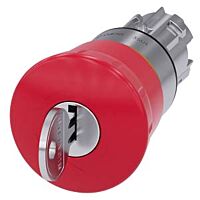 SIEMENS Tlačítko hřibové nouzového zastavení, 22 mm, kulaté, kov, s vysokým leskem, červená, se zámkem RONIS