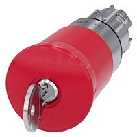 SIEMENS Tlačítko hřibové nouzového zastavení, 22 mm, kulaté, kov, s vysokým leskem, červená, se zámkem BKS