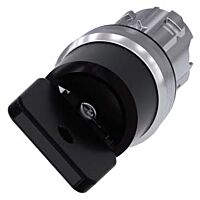 SIEMENS Spínač klíčový O.M.R 22 mm, kulatý, kov, s vysokým leskem, černá barva, vytažení klíče O