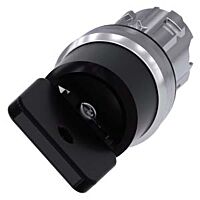SIEMENS Spínač klíčový O.M.R 22 mm, kulatý, kov, s vysokým leskem, černá barva, vytažení klíče O