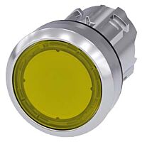 SIEMENS Tlačítko, osvětlené, 22 mm, kulaté, kov, s vysokým leskem, žluté, knoflík stiskací