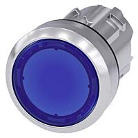 SIEMENS Tlačítko, osvětlené, 22 mm, kulaté, kov, s vysokým leskem, modré, knoflík stiskací