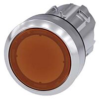 SIEMENS Tlačítko, osvětlené, 22 mm, kulaté, kov, s vysokým leskem, amber knoflík stiskací