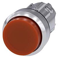 SIEMENS Tlačítko, osvětlené, 22 mm, kulaté, kov, s vysokým leskem, amber knoflík stiskací