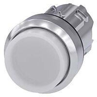 SIEMENS Tlačítko, osvětlené, 22 mm, kulaté, kov, s vysokým leskem, bílé, knoflík stiskací