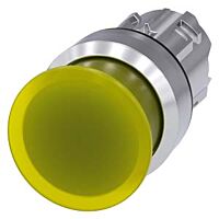 SIEMENS Tlačítko hřibové, osvětlené, 22 mm, kulaté, kov, s vysokým leskem, žlutá, 30 mm