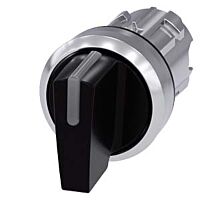 SIEMENS Spínač otočný s osvětlením, 22 mm, kulatý, kov, s vysokým leskem, černá barva, krátká páčka