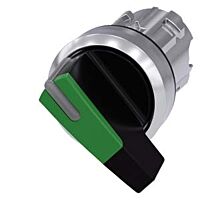 SIEMENS Spínač otočný, s osvětlením, 22 mm, kulatý, kov, s vysokým leskem, zelená barva