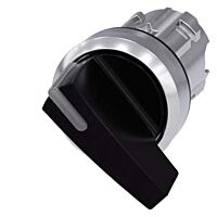 SIEMENS Spínač otočný s osvětlením, 22 mm, kulatý, kov, s vysokým leskem, černá barva, dlouhá páčka
