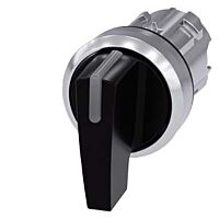 SIEMENS Spínač otočný s osvětlením, 22 mm, kulatý, kov, s vysokým leskem, černá barva, dlouhá páčka