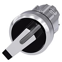 SIEMENS Spínač otočný s osvětlením, 22 mm, kulatý, kov, s vysokým leskem, bílá, krátká páčka