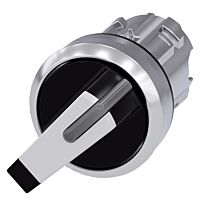 SIEMENS Spínač otočný s osvětlením, 22 mm, kulatý, kov, s vysokým leskem, bílá, krátká páčka