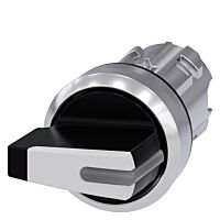 SIEMENS Spínač otočný s osvětlením, 22 mm, kulatý, kov, s vysokým leskem, bílá, krátká páčka
